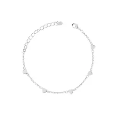 Pulseira Prata Leve Corações Lisos
