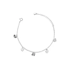 Pulseira Prata Leve Corações Lisos