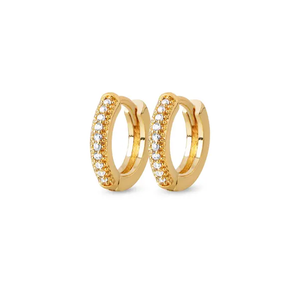 Brinco Folheado a Ouro 18k Argola Click com Zircônias P