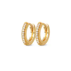 Brinco Folheado a Ouro 18k Argola Click com Zircônias P