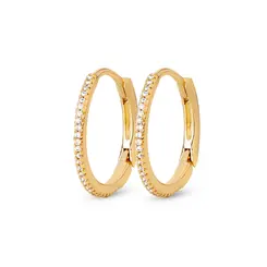 Brinco Folheado a Ouro 18k Argola Click com Zircônias Grande