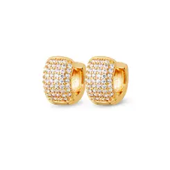 Brinco Folheado a Ouro 18k Argola com Zircônias Larga PP