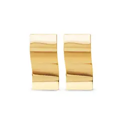 Brinco Folheado a Ouro 18k Placa Liso Ondulado Grande