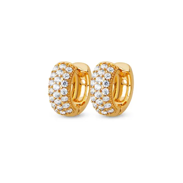 Brinco Folheado a Ouro 18k Argola Click Larga com Zircônias