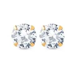 Brinco Folheado a Ouro 18k Top Redondo com Zircônia Grande