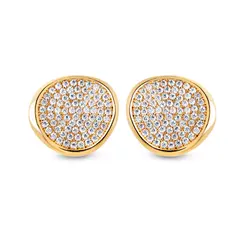 Brinco Folheado a Ouro 18k Redondo Cravejado Grande