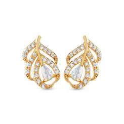 Brinco Folheado a Ouro 18k Folha Cravejada