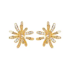 Brinco Folheado a Ouro 18k Flor com Zircônias