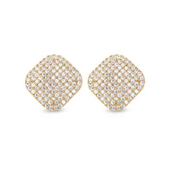 Brinco Folheado a Ouro 18k Quadrado Cravejado Grande
