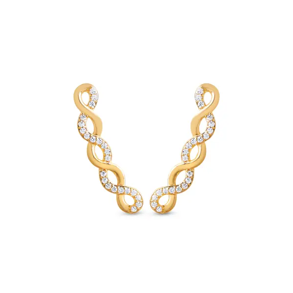 Brinco Folheado a Ouro 18k Trançado com Zircônias