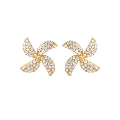 Brinco Folheado a Ouro 18k Catavento Cravejado