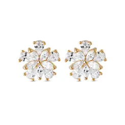 Brinco Folheado a Ouro 18k Flor em Zircônias