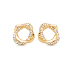 Brinco Folheado a Ouro 18k Redondo Trançado com Zircônias