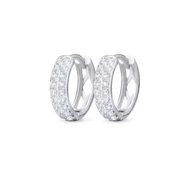 Brinco Prata Leve Argola Click Cravejada P