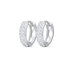 Brinco Prata Leve Argola Click Cravejada P