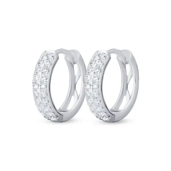 Brinco Prata Leve Argola Click Cravejada M