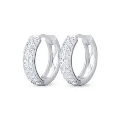 Brinco Prata Leve Argola Click Cravejada M