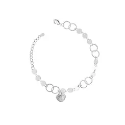 Pulseira Prata Leve Plaquinhas e Coração