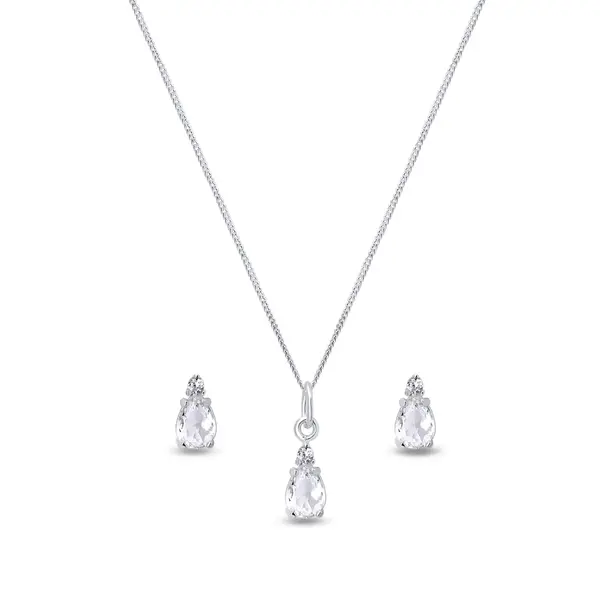 Conjunto Prata Gota com Zircônias Brancas