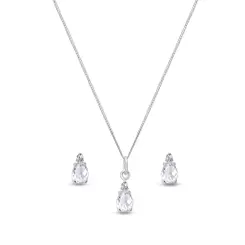 Conjunto Prata Gota com Zircônias Brancas