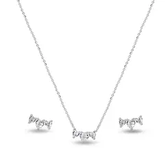 Conjunto Prata Leve Três Corações