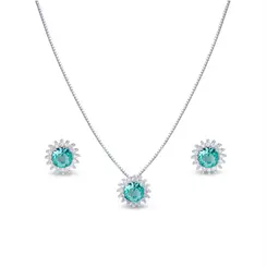 Conjunto Prata Redondo Cravejado Zircônia