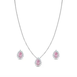 Conjunto Prata Gota Cravejado Zircônia