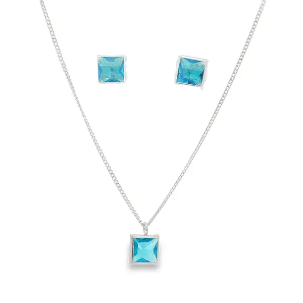 Conjunto Prata Quadrado com Zircônia