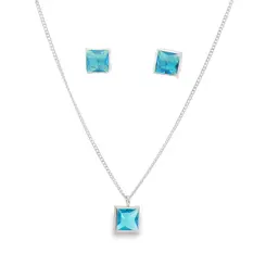 Conjunto Prata Quadrado com Zircônia