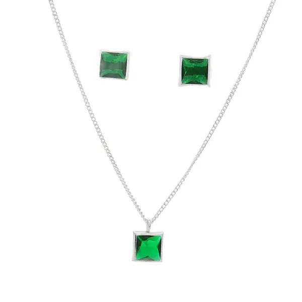 Conjunto Prata Quadrado com Zircônia