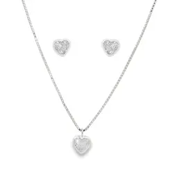 Conjunto Prata Coração com Zircônia