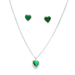 Conjunto Prata Coração com Zircônia