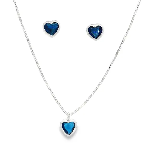 Conjunto Prata Coração com Zircônia