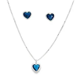 Conjunto Prata Coração com Zircônia