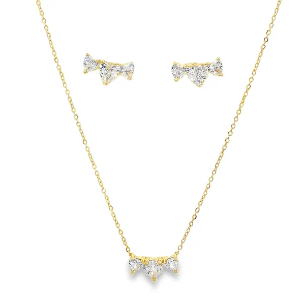 Conjunto Folheado a Ouro 18k Três Corações