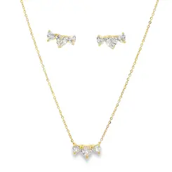 Conjunto Folheado a Ouro 18k Três Corações