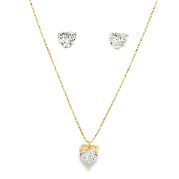 Conjunto Folheado a Ouro 18k Coração Caixa Alta