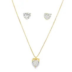 Conjunto Folheado a Ouro 18k Coração Caixa Alta