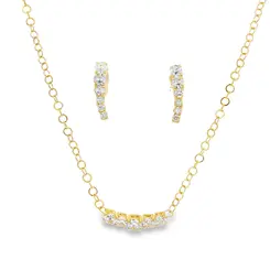 Conjunto Folheado a Ouro 18k Degradê com Zircônias