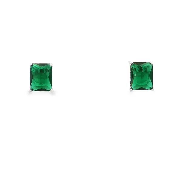 Brinco Prata Leve Quadrado Zircônia Verde