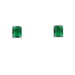 Brinco Prata Leve Quadrado Zircônia Verde