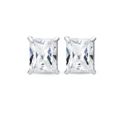 Brinco Prata Leve Quadrado Zircônia Branco