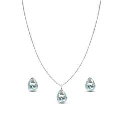 Conjunto Prata leve Gota Caixa Alta Zircônia