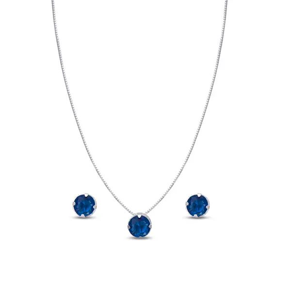 Conjunto Prata leve Redondo Caixa Alta Zircônia