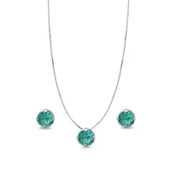 Conjunto Prata leve Redondo Caixa Alta Zircônia