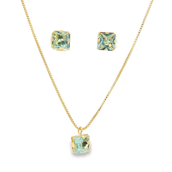 Conjunto Folheado a Ouro 18k Carre Caixa Alta com Garras