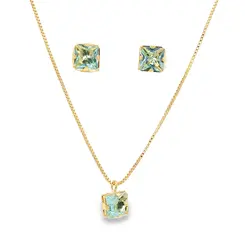 Conjunto Folheado a Ouro 18k Carre Caixa Alta com Garras