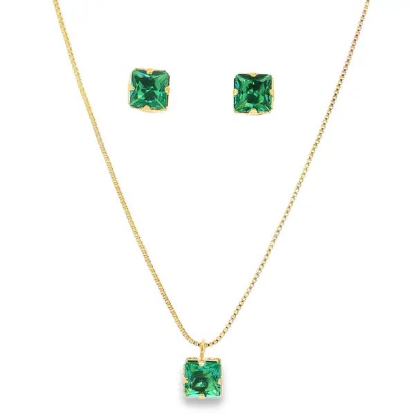 Conjunto Folheado a Ouro 18k Carre Caixa Alta com Garras