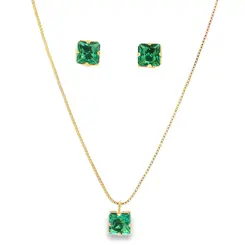 Conjunto Folheado a Ouro 18k Carre Caixa Alta com Garras