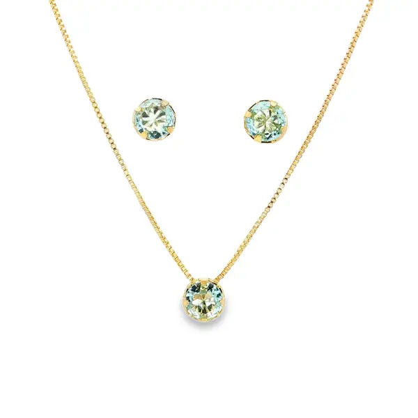 Conjunto Folheado a Ouro 18k Redondo Caixa Alta com Garras
